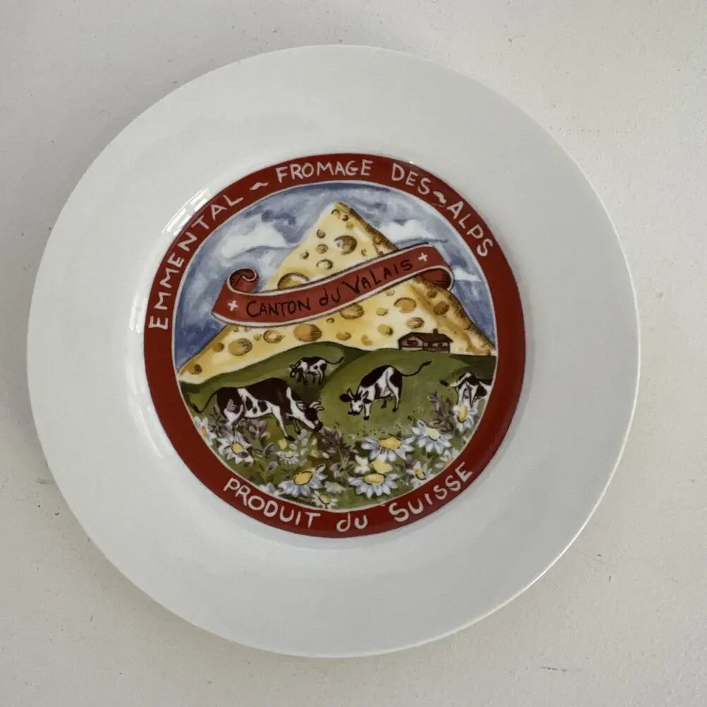 Restoration Hardware Appetizer Plates Classic French Wine & Cheese Theme
